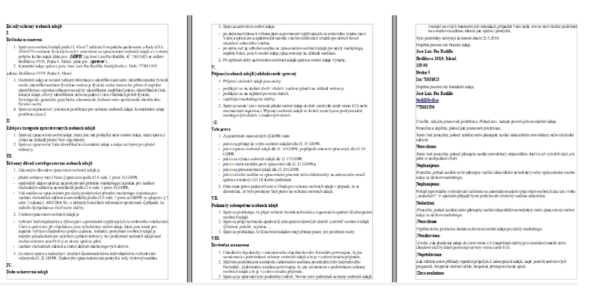 Zásady ochrany osobních údajů